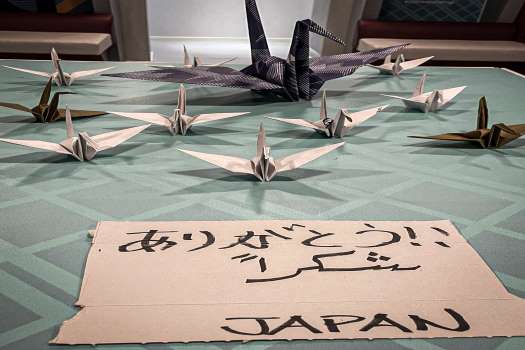  The Japanese team cleans up the locker room and leaves paper cranes after a historic victory over Germany wins hearts.